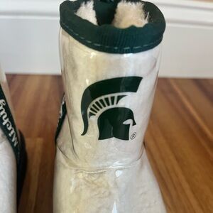New FOCO NCAA Michigan State Spartans Green Team Sherpa Lined Rain Boots